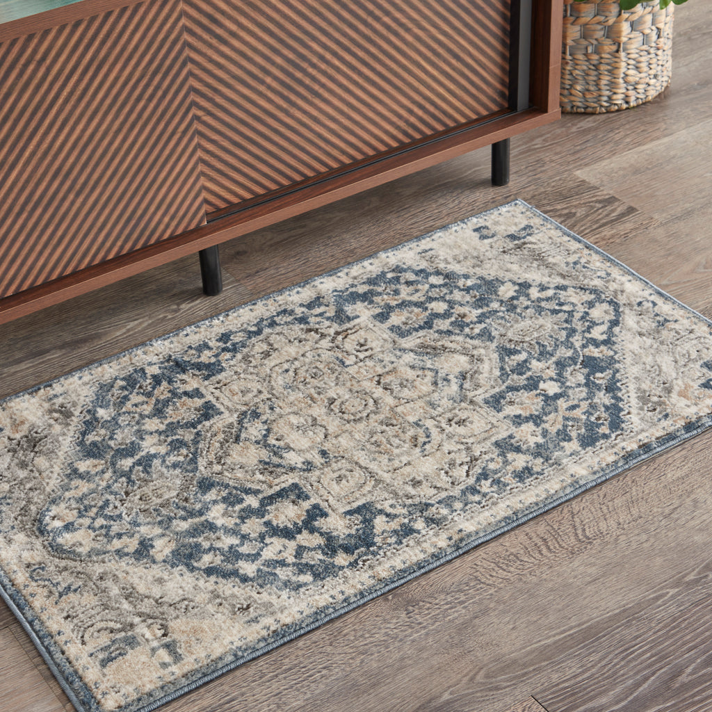 nourison quarry qua08 ivory blue rug