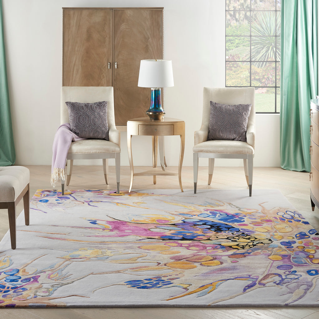 nourison prismatic prs20 grey lilac multi rug