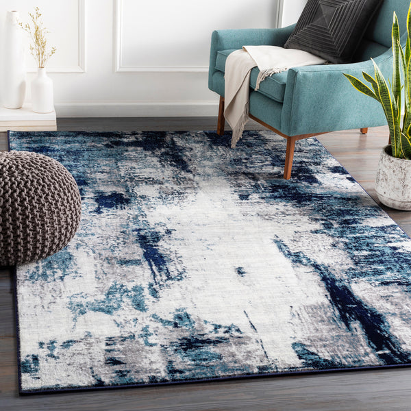 Rectangular Surya Rug Co. Wanderlust Aqua Rug | Navy Rugs | Rugs Done Right 