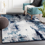 Rectangular Surya Rug Co. Wanderlust Aqua Rug | Navy Rugs | Rugs Done Right 