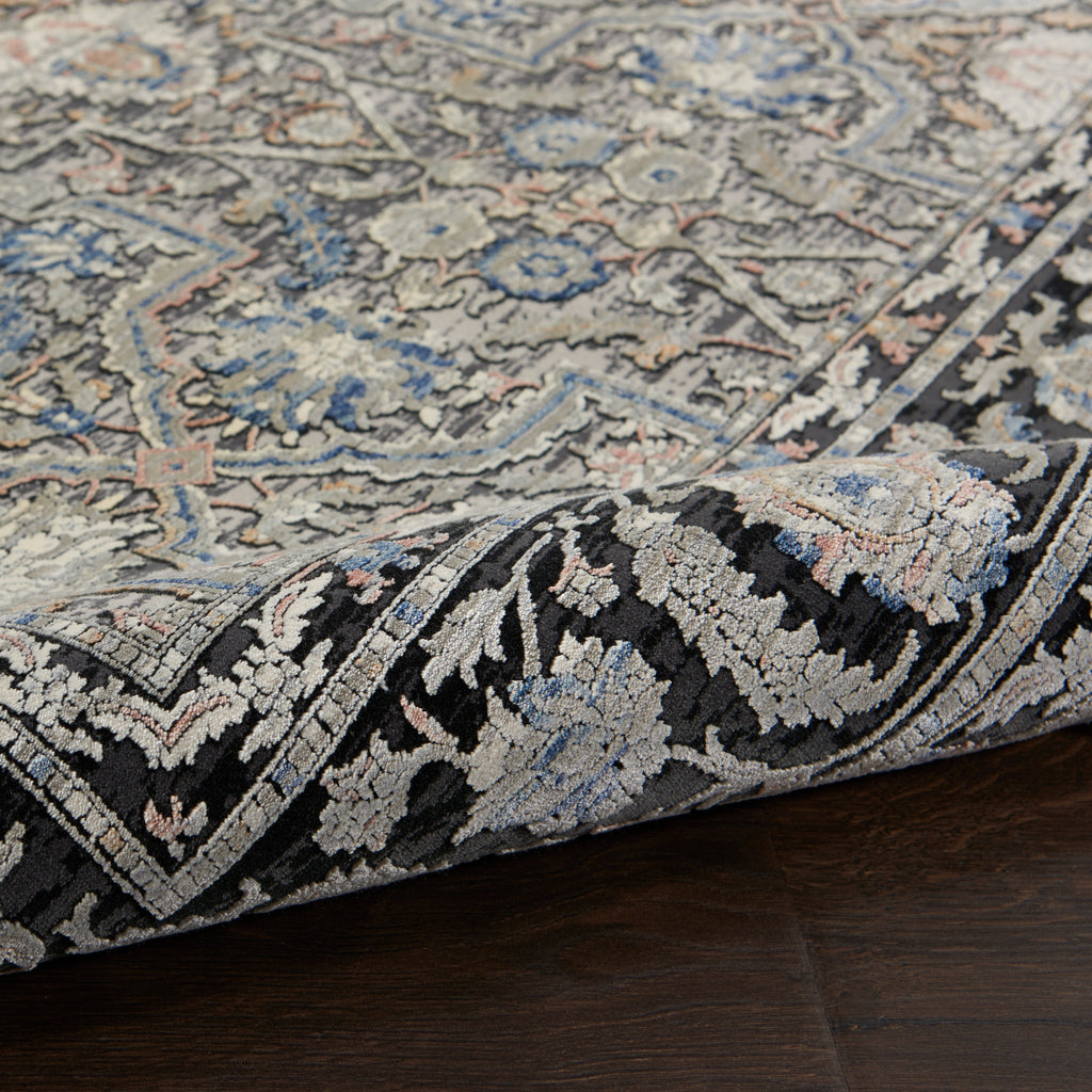 nourison silken allure stn10 grey navy rug
