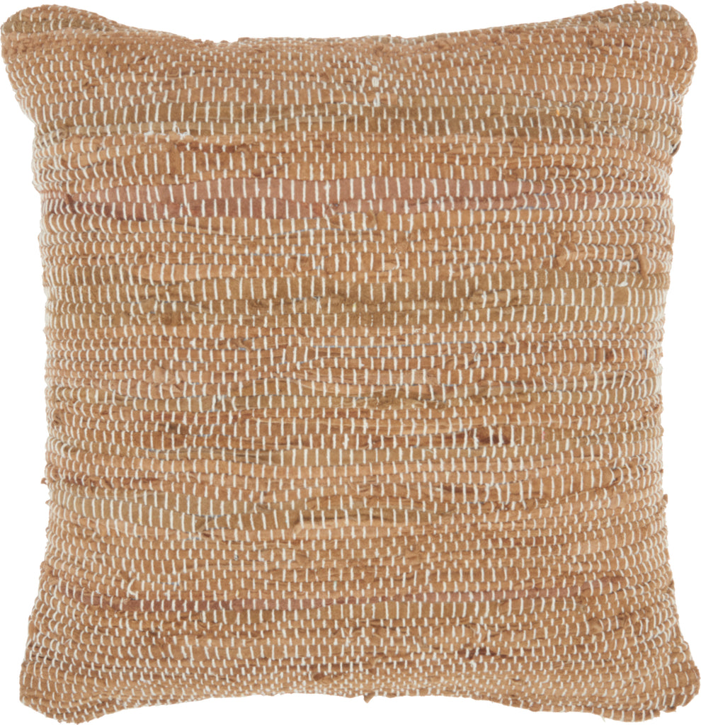 nourison natural leather hide dl505 clay pillow