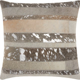 nourison natural leather hide s1160 silver grey pillow