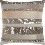 nourison natural leather hide s1160 silver grey pillow
