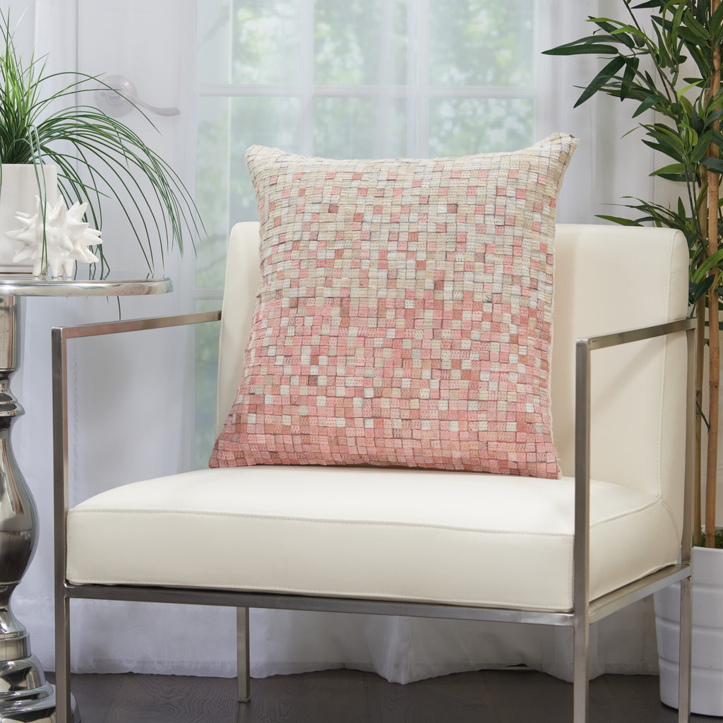 nourison natural leather hide s2433 rose pillow