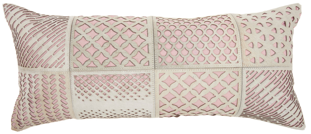 nourison natural leather hide s2432 rose pillow