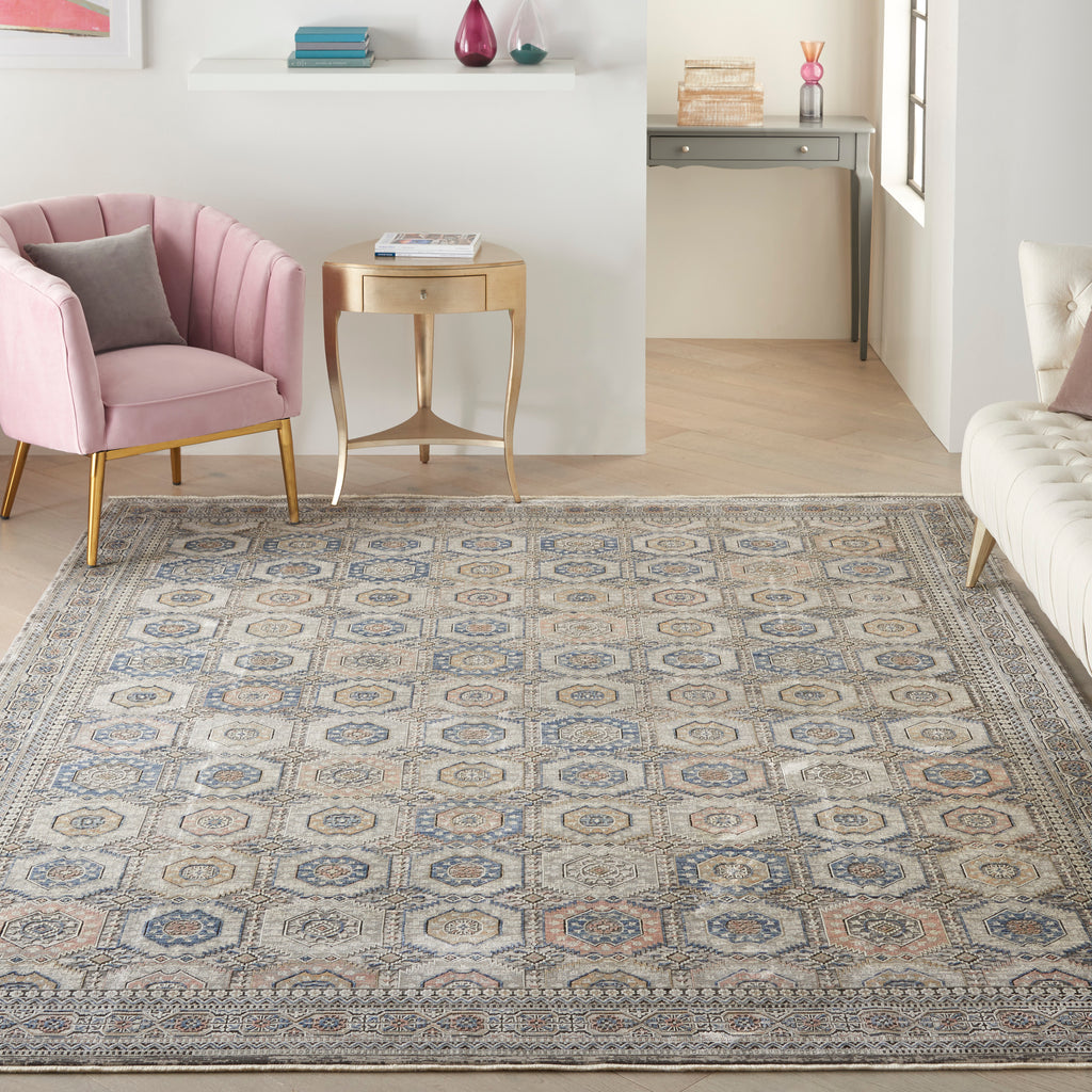 nourison silken allure stn09 grey navy rug