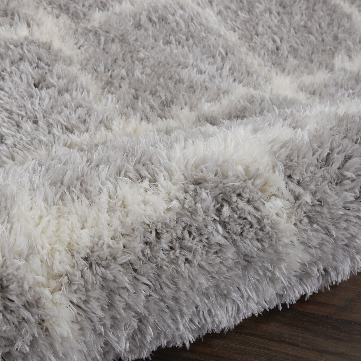 nourison luxe shag lxs02 grey ivory rug
