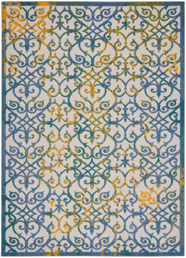 nourison aloha alh21 ivory blue rug