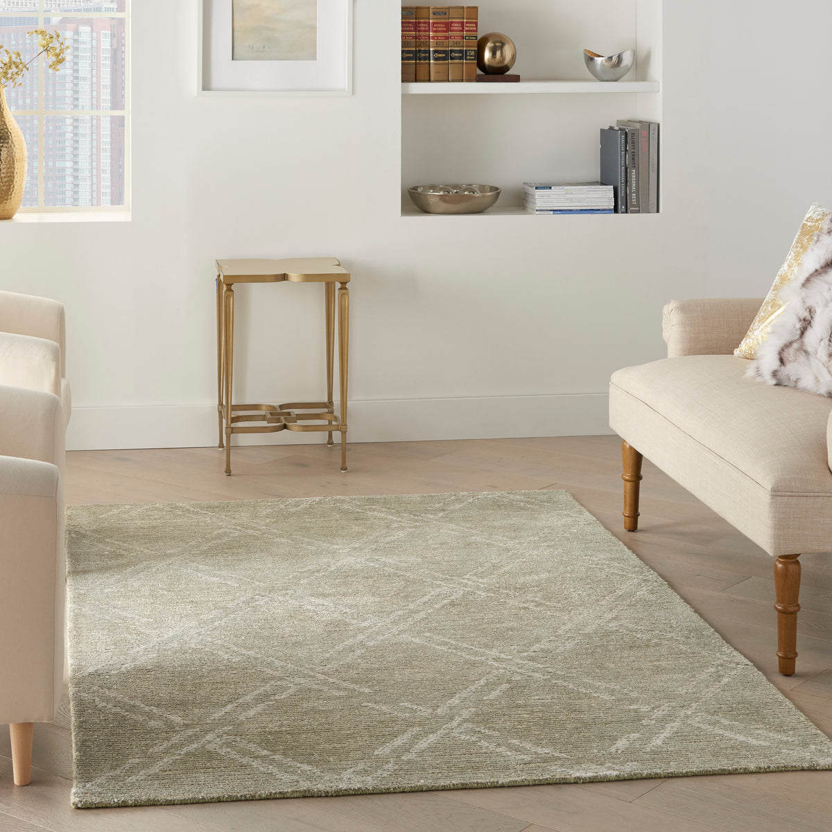 nourison venosa vsn01 green ivory rug