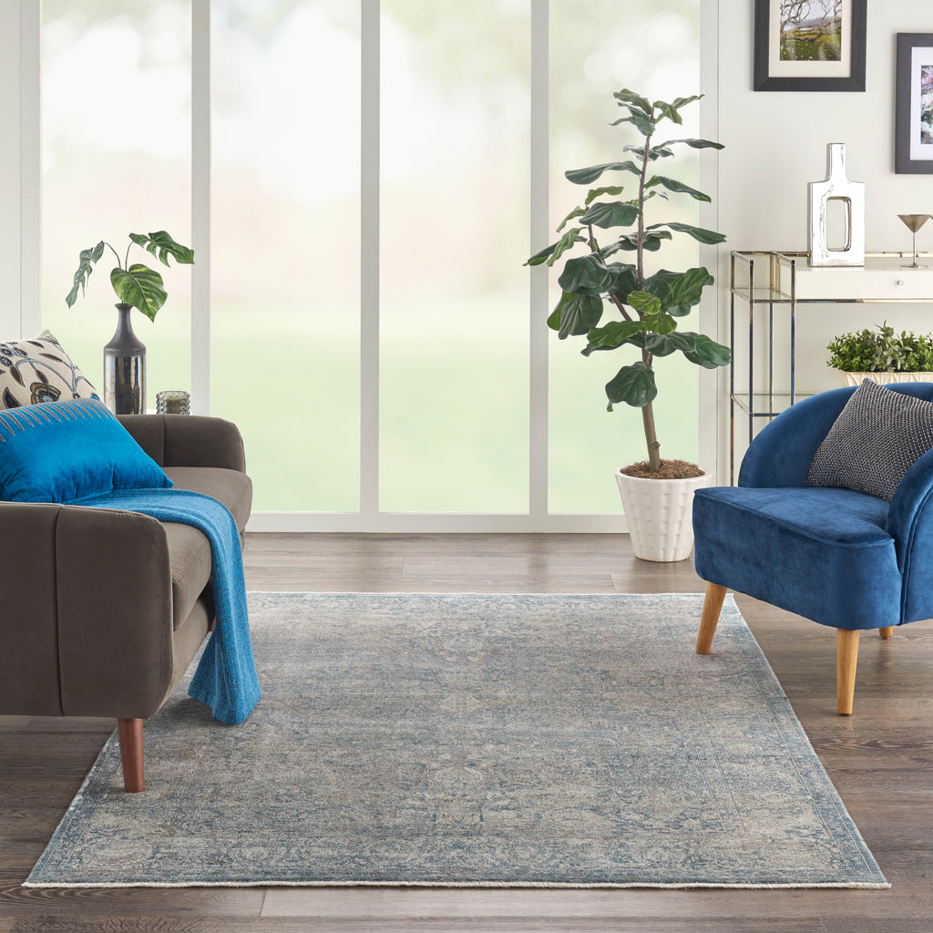 nourison silken allure stn01 cream blue rug