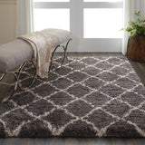 nourison luxe shag lxs02 charcoal beige rug