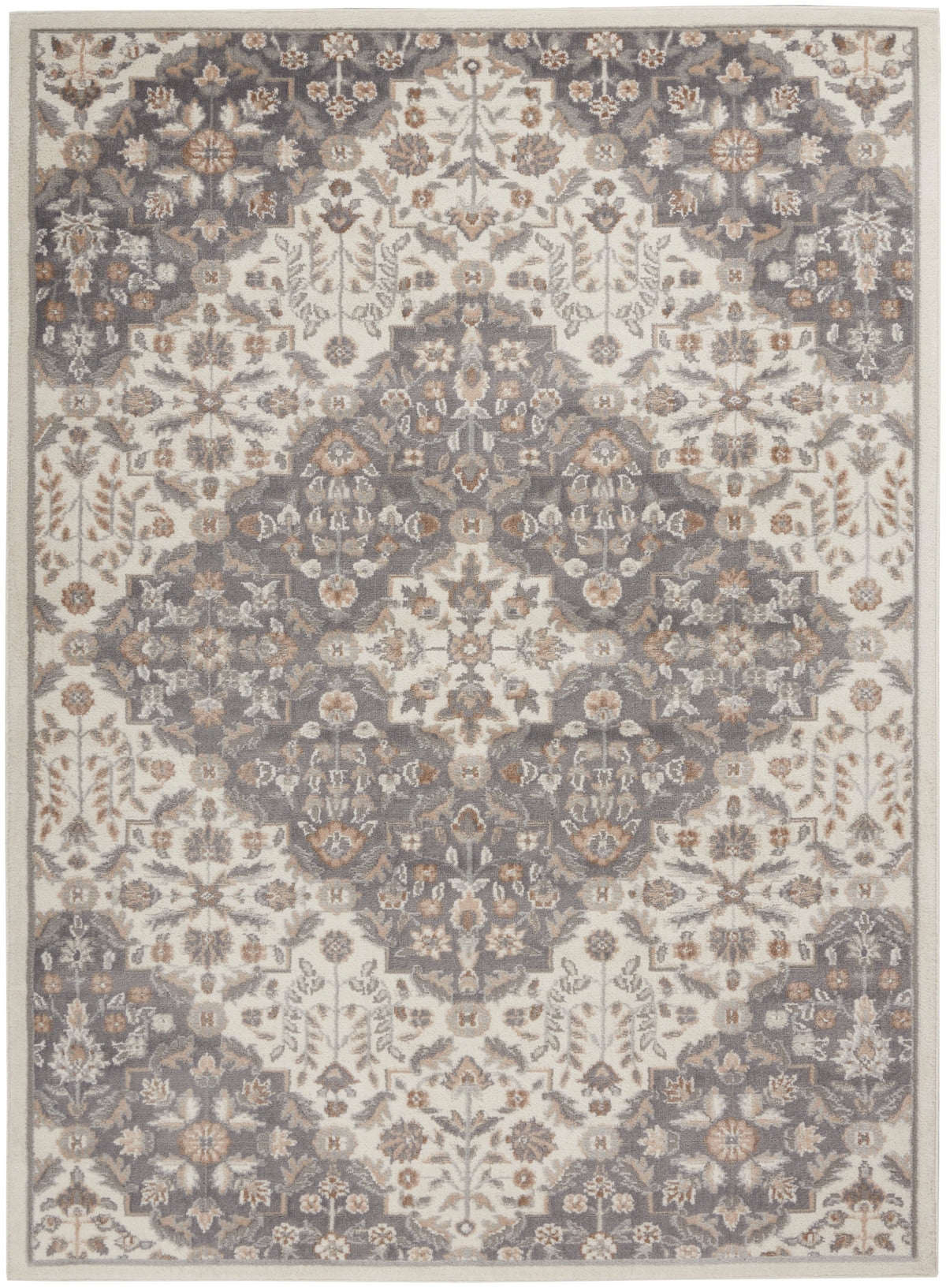 nourison elation etn08 ivory grey rug