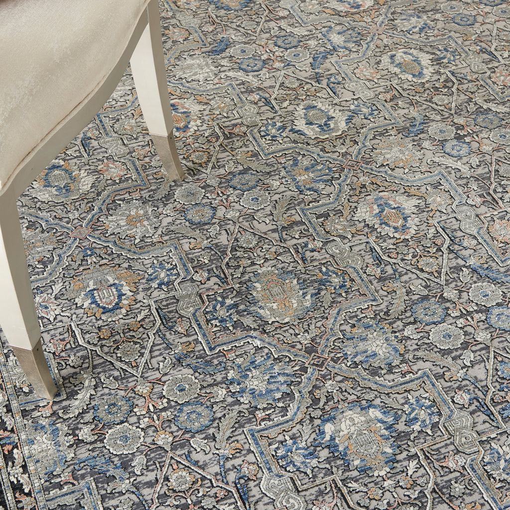 nourison silken allure stn10 grey navy rug