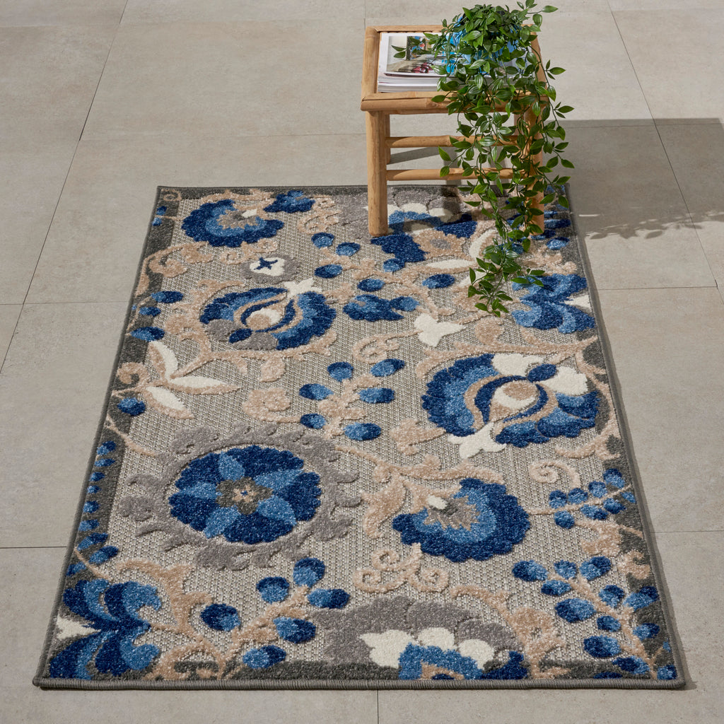 nourison aloha alh17 natural blue rug