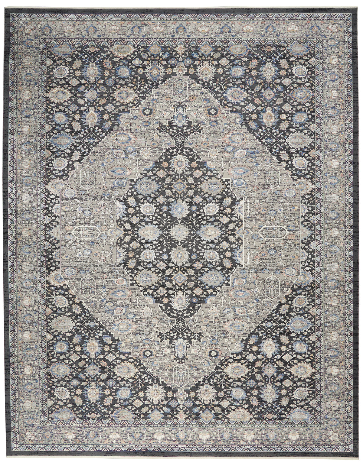 nourison silken allure stn11 grey blue rug