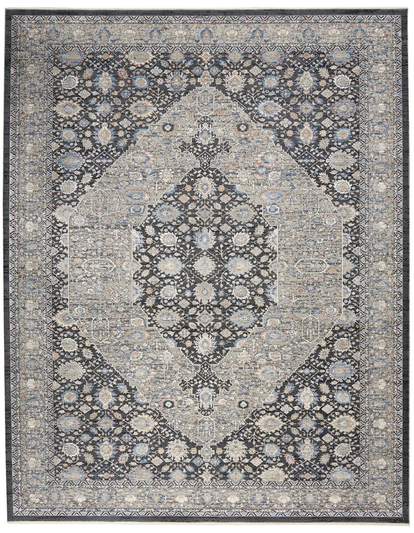 nourison silken allure stn11 grey blue rug