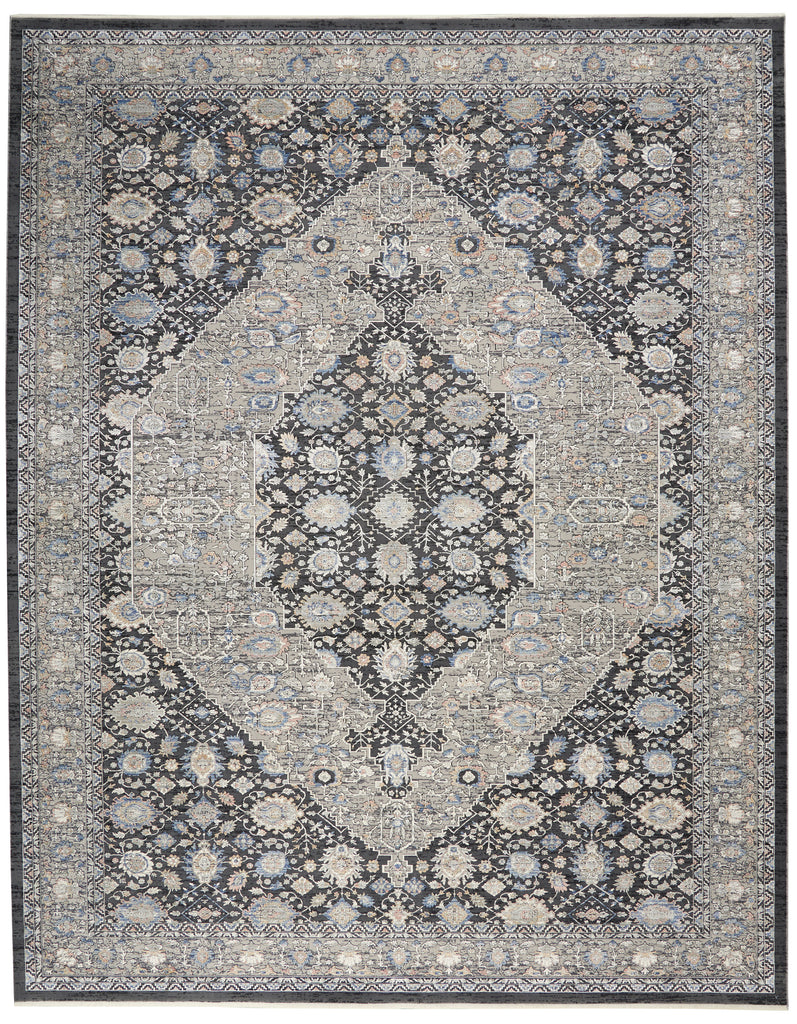 nourison silken allure stn11 grey blue rug