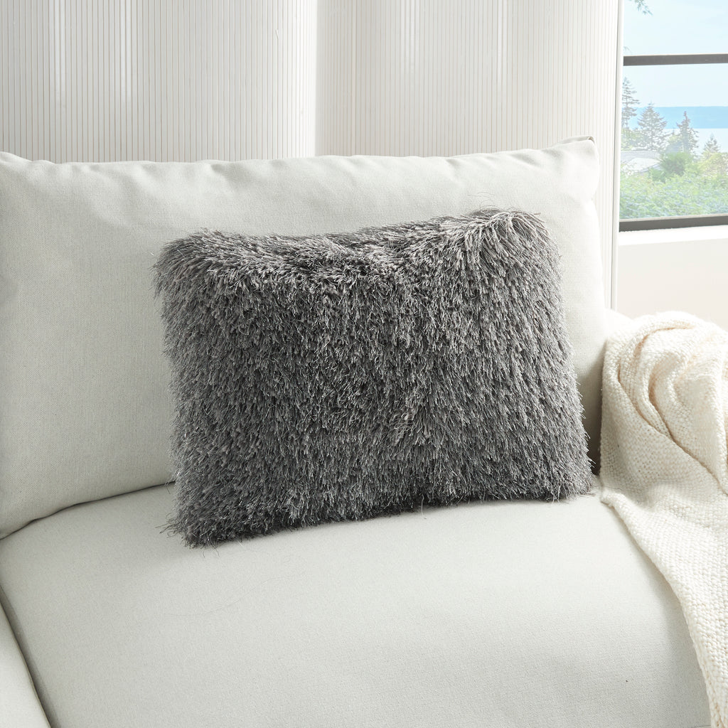 nourison shag tl004 charcoal pillow