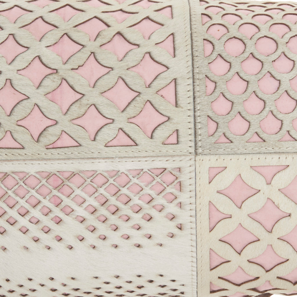 nourison natural leather hide s2432 rose pillow